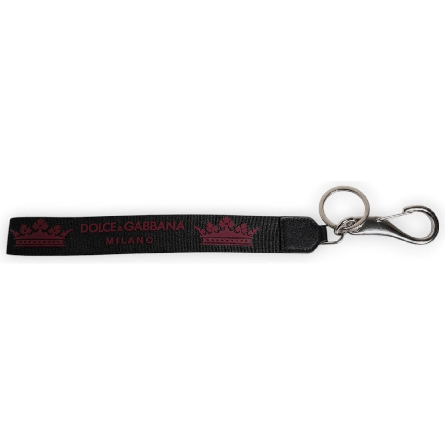 Dolce & Gabbana Black Nylon Logo DG Crown Men's Holder Keychain Keyring
