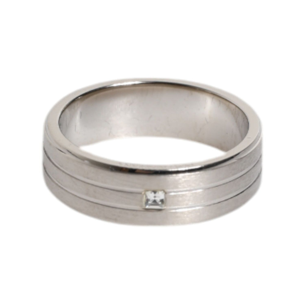 Dolce & Gabbana Silver Tone Brass Clear Crystal DG Logo Ring SMY10639-54