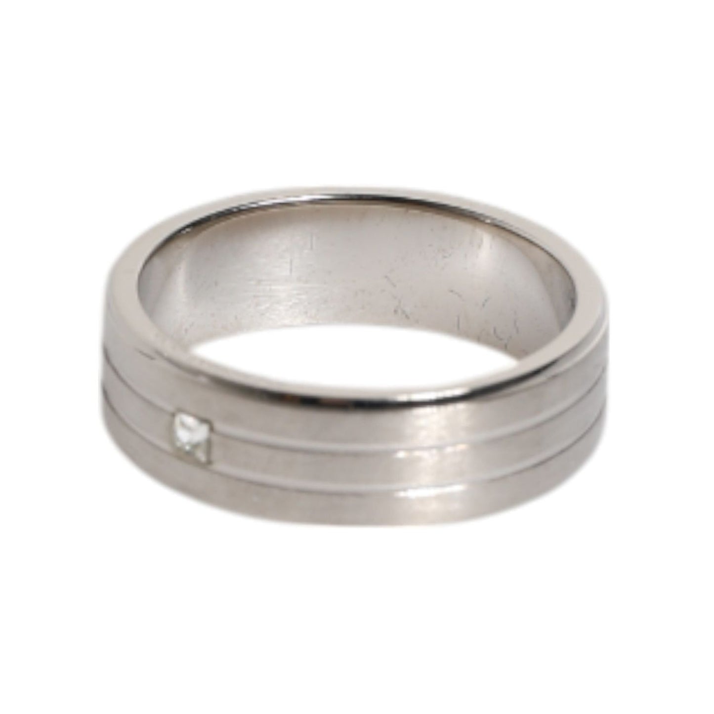 Dolce & Gabbana Silver Tone Brass Clear Crystal DG Logo Ring SMY10639-54