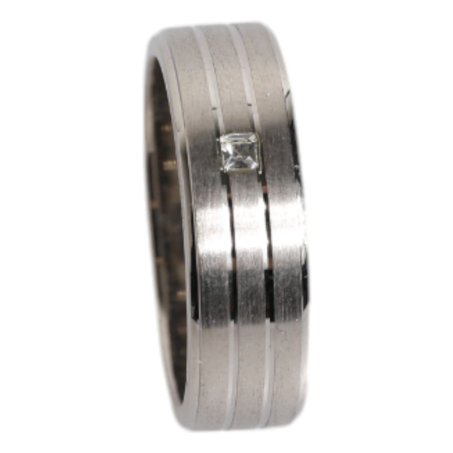 Dolce & Gabbana Silver Tone Brass Clear Crystal DG Logo Ring SMY10639-54