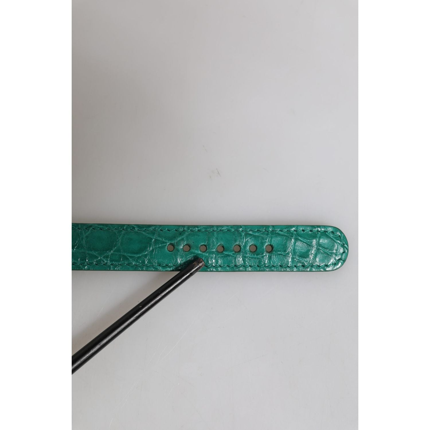 Dolce & Gabbana Green Exotic Leather Gold Tone Metal Buckle Armband