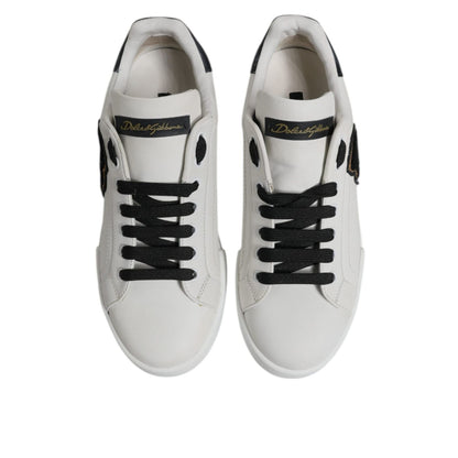 Dolce & Gabbana White Leather DG Logo Low Top Sneakers Shoes
