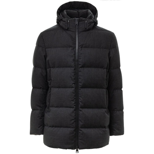 Herno Black Polyester Jackets & Coat HE-7595676-IT50 | L