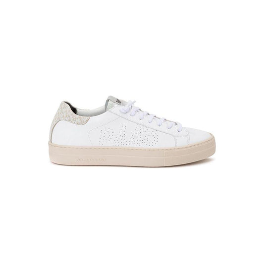P448 White Leather Sneakers Elegant Casual Footwear P448 Light Gray