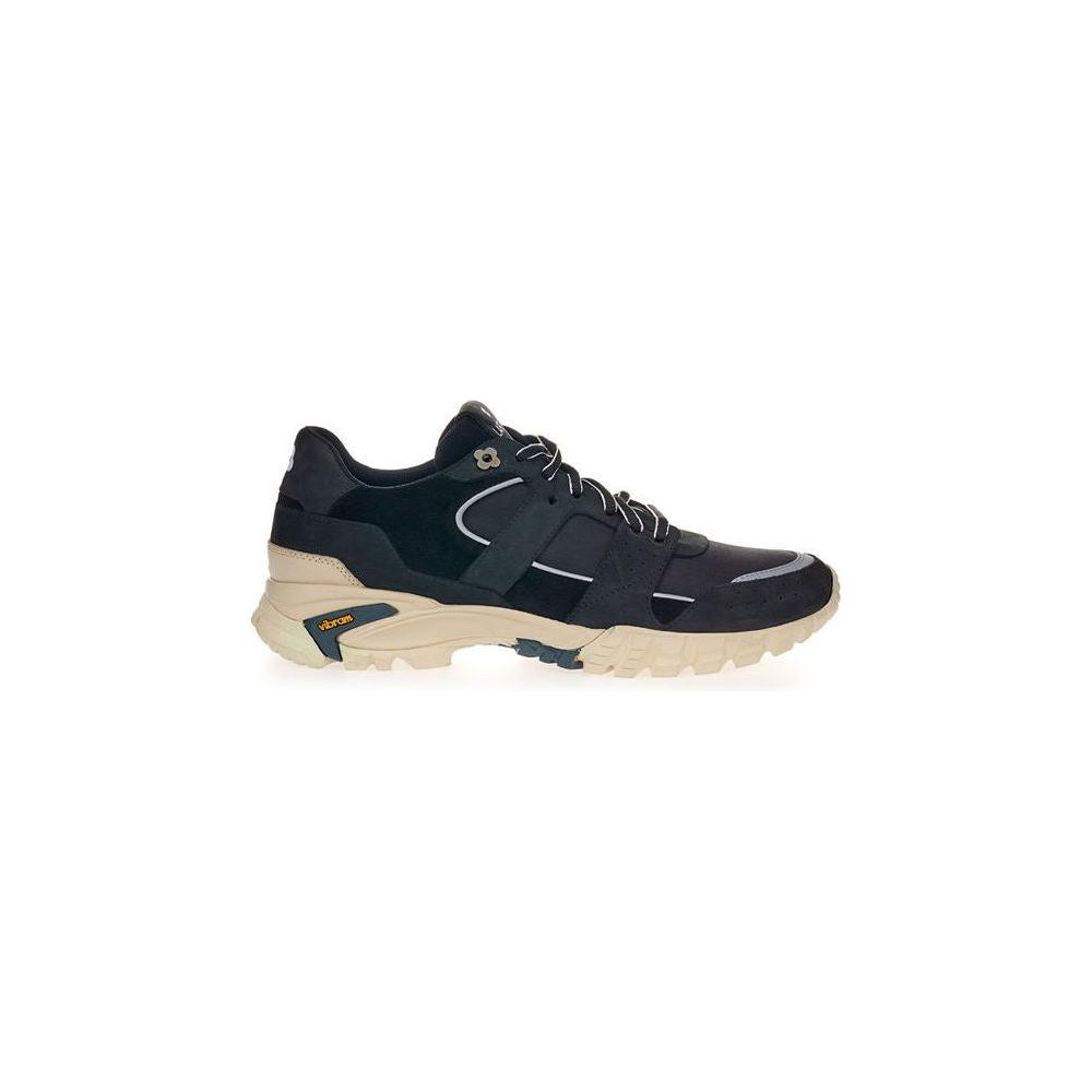 Lardini Black Suede Leather Athletic Sneakers