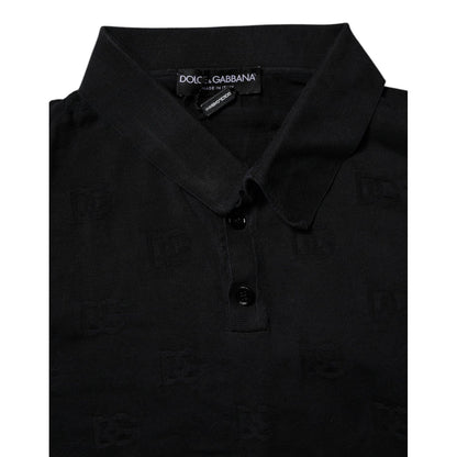 Dolce & Gabbana Black Silk Collared Polo T-shirt