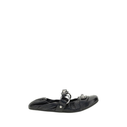 Balenciaga Black Calf Leather Bos Taurus Ballet Flats