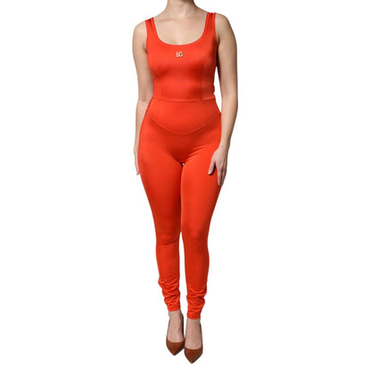 Dolce & Gabbana Orange Sleeveless Bodycon Jumpsuit Dress