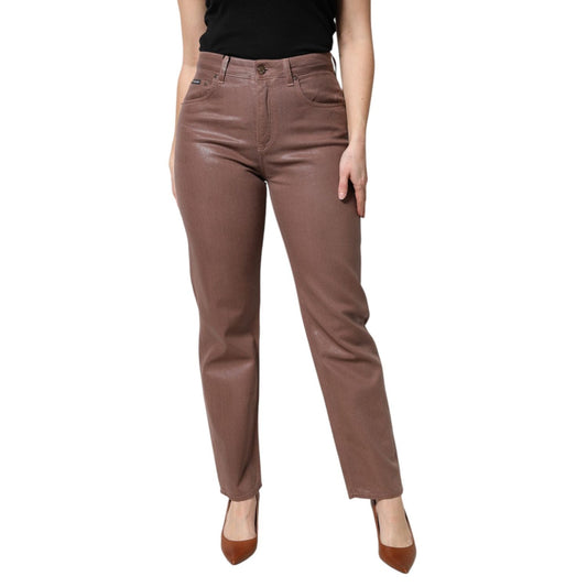 Dolce & Gabbana Brown Cotton High Waist Tapered Denim Jeans PAN75956-42