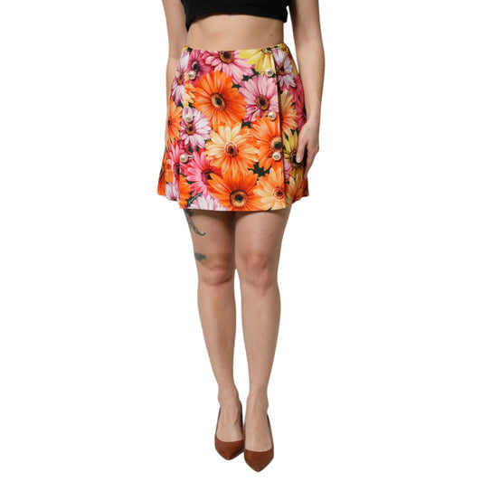 Dolce & Gabbana Multicolor Floral High Waist Mini Skirt SKI2127-36