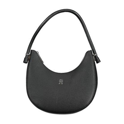 Tommy Hilfiger Black Polyethylene Handbag with shoulder handle, zip closure, and logo.