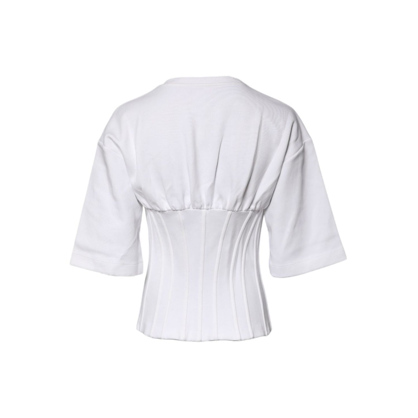 Dolce & Gabbana White Cotton Blend 3/4 Sleeves Blouse Top TSH87024-38