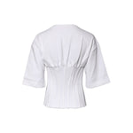 Dolce & Gabbana White Cotton Blend 3/4 Sleeves Blouse Top TSH87024-38