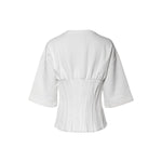 Dolce & Gabbana White Cotton Blend 3/4 Sleeves Blouse Top TSH87228-44