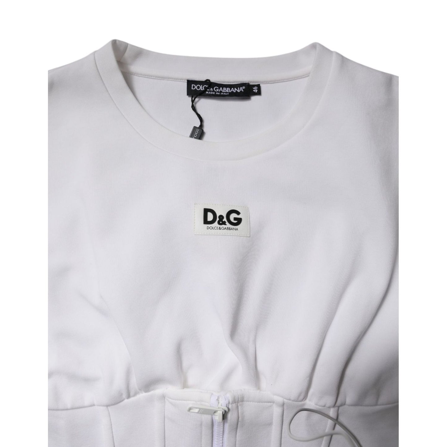 Dolce & Gabbana White Cotton Blend 3/4 Sleeves Blouse Top TSH87229-46
