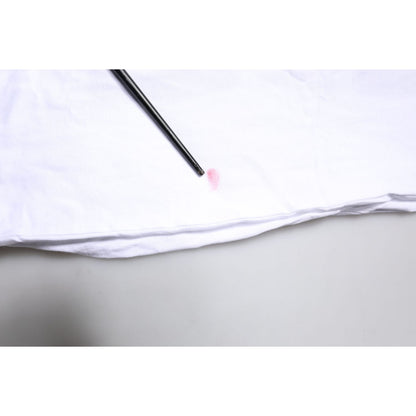 Dolce & Gabbana White Cotton Silk Blend Ascot Collar T-shirt