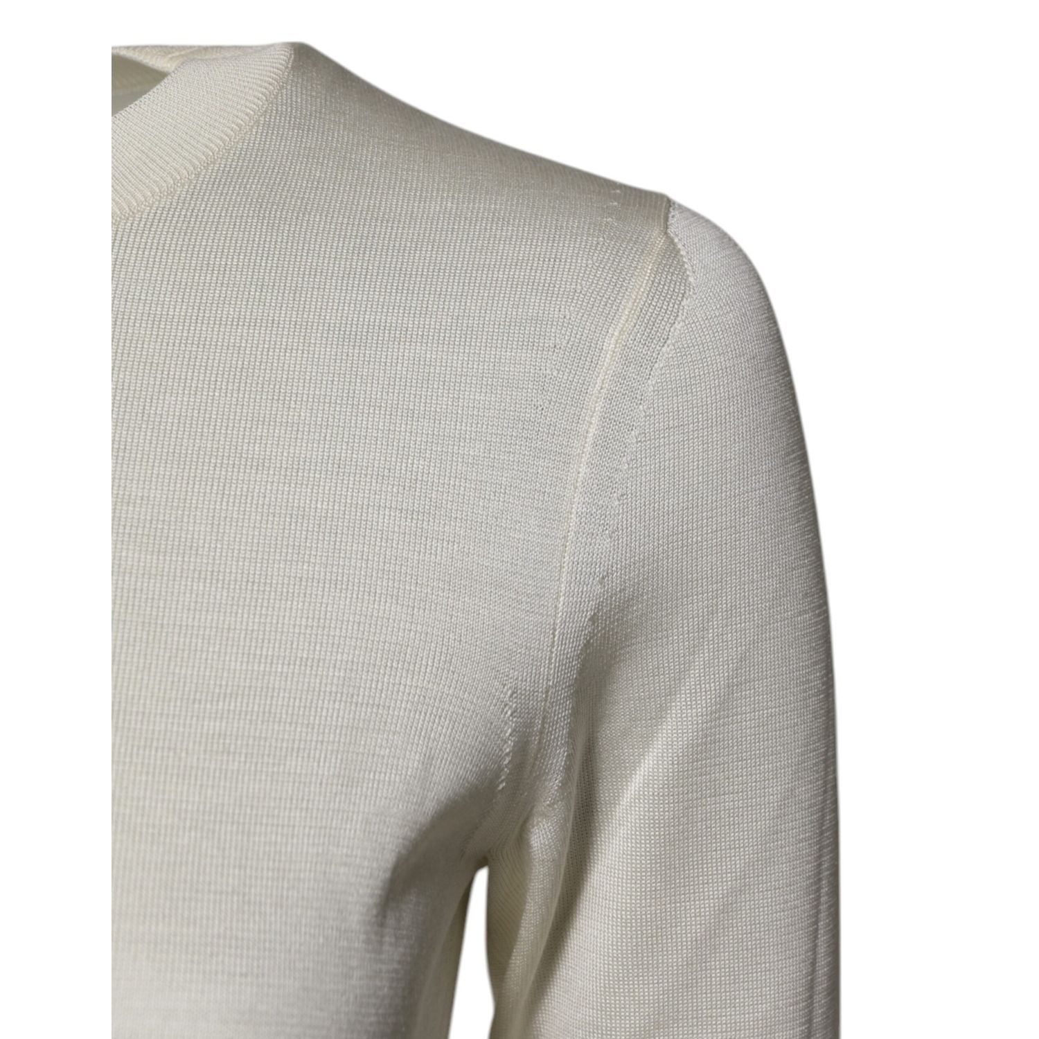 Dolce & Gabbana Cream Short Sleeve Silk Round Neck Blouse Top