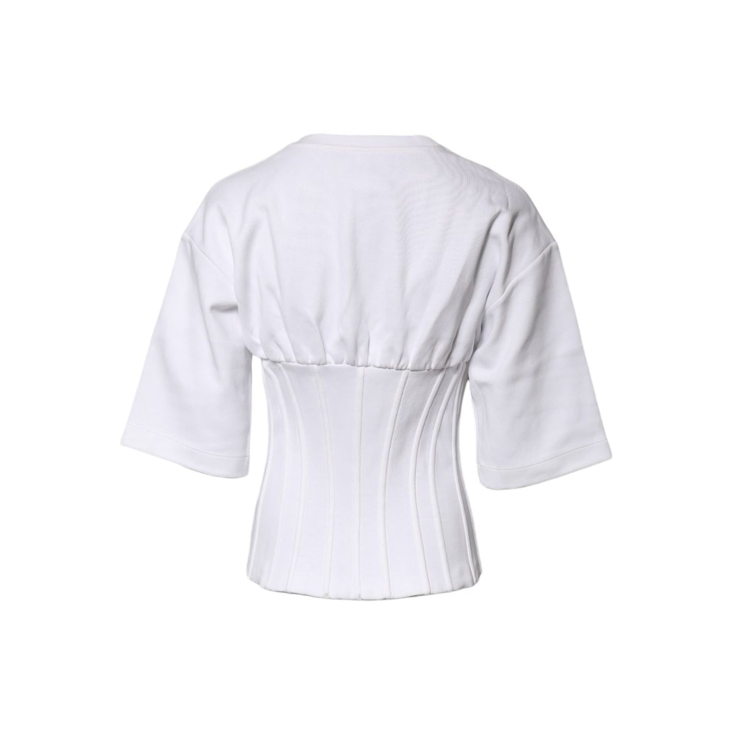 Dolce & Gabbana White Cotton Blend 3/4 Sleeves Blouse Top TSH87262-36
