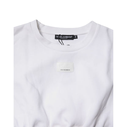 Dolce & Gabbana White Cotton Blend 3/4 Sleeves Blouse Top