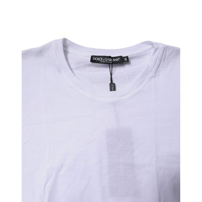 Dolce & Gabbana White Cotton Sleeveless Round Neck Tank Top