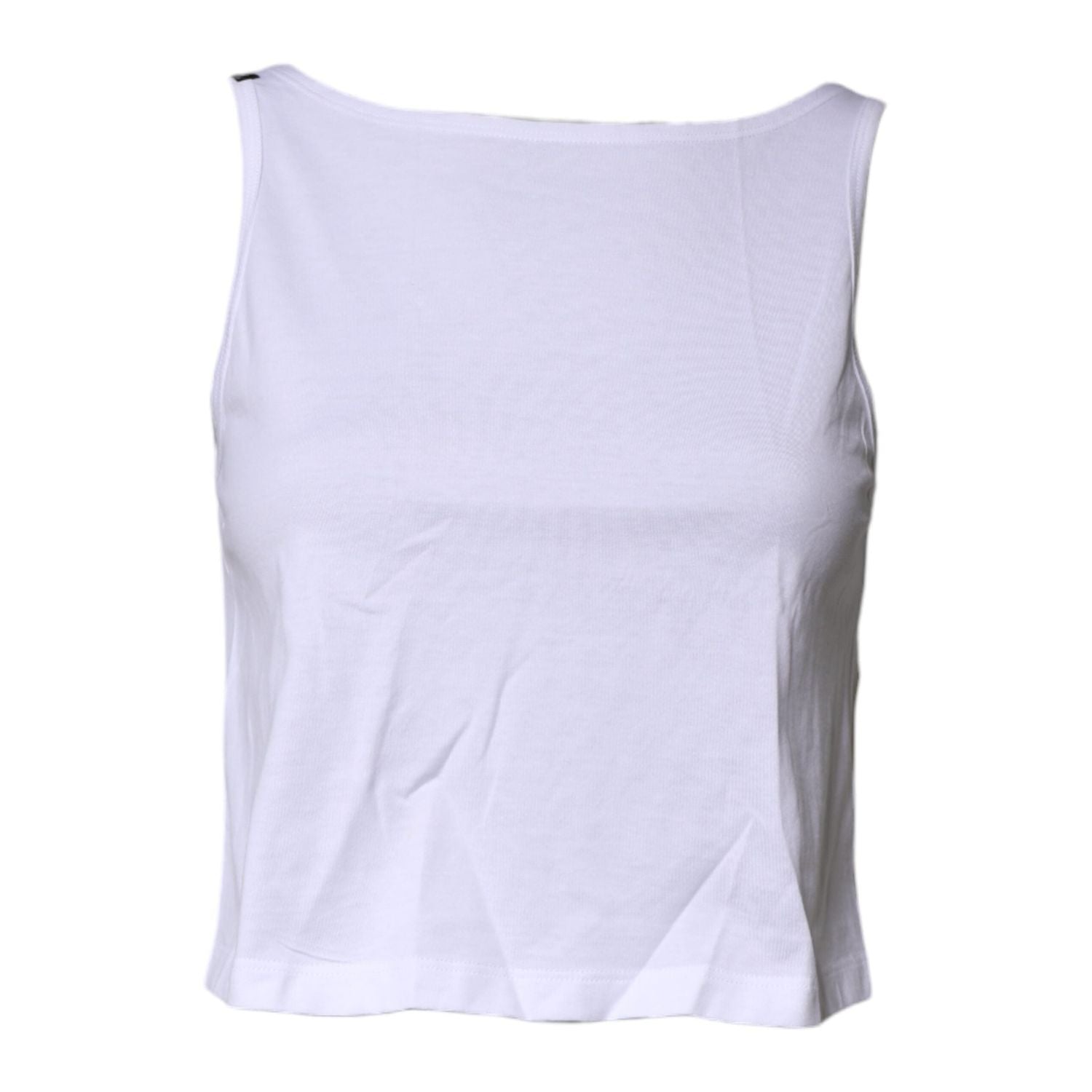 Dolce & Gabbana White Cotton Sleeveless Round Neck Tank Top