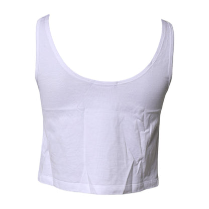 Dolce & Gabbana White Cotton Sleeveless Round Neck Tank Top