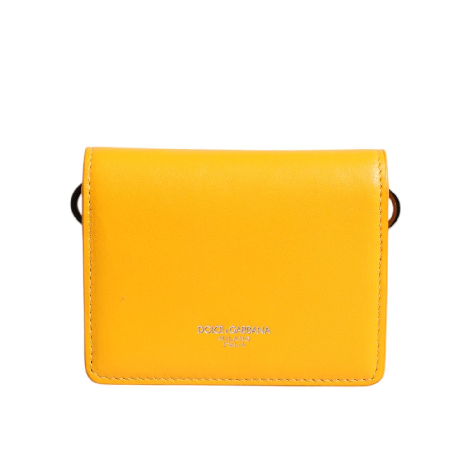 Dolce & Gabbana Yellow Leather Bifold Card Holder Crossbody Bag