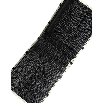 Dolce & Gabbana White Leather DG Crown Royals Bifold Card Holder Wallet