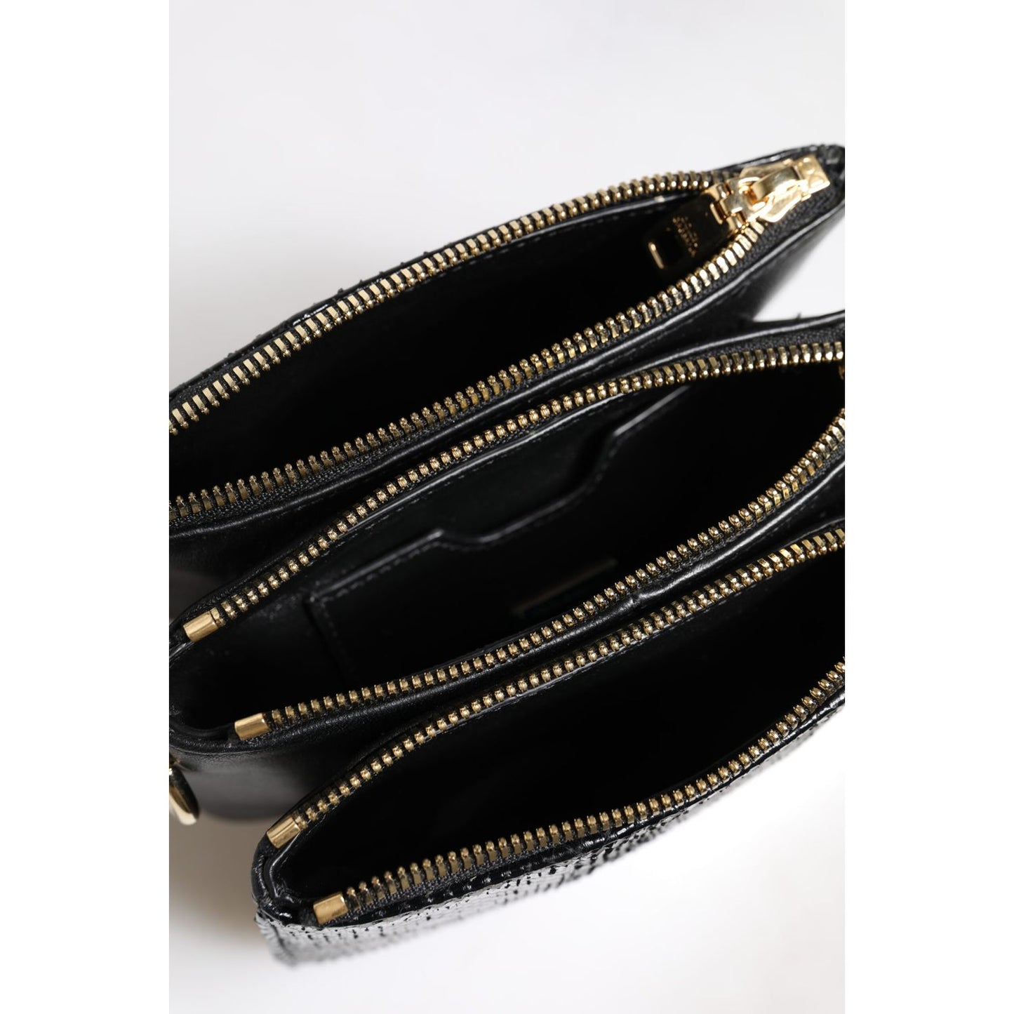 Dolce & Gabbana Black Exotic Leather Shoulder Sling Clutch Bag
