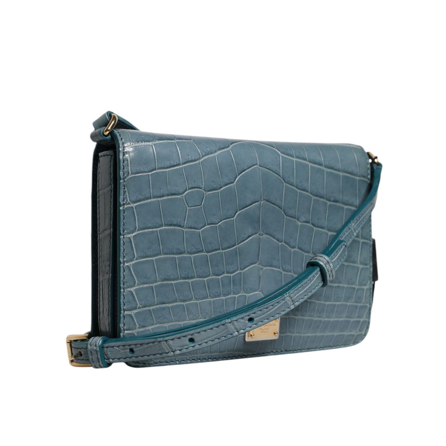 Dolce & Gabbana Green Exotic Leather DG Plaque Crossbody Mini Bag