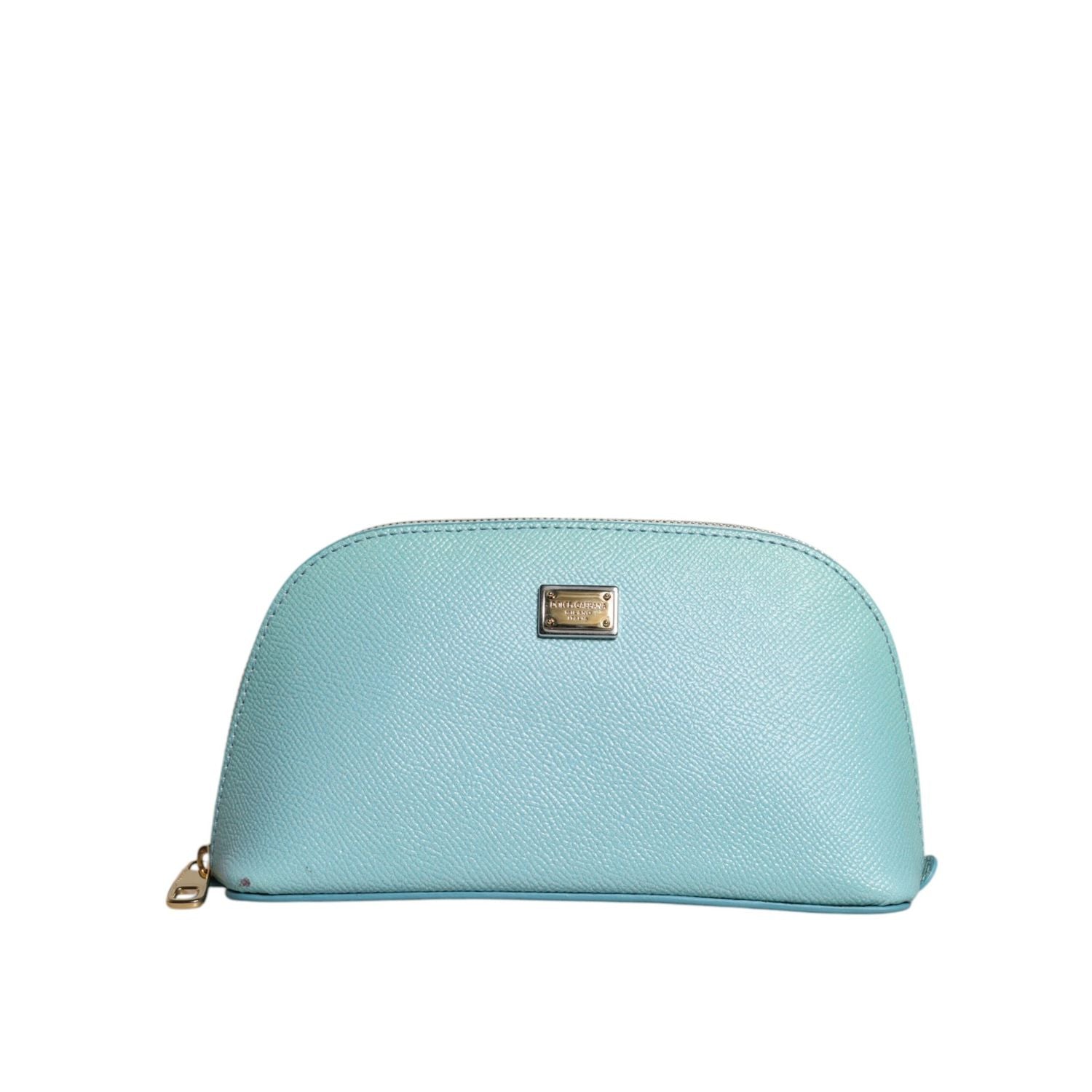 Dolce & Gabbana Light Blue Leather Handbag Clutch Mini Purse Pouch Bag