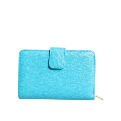 Dolce & Gabbana Light Blue Leather Bifold Continental Clutch Wallet
