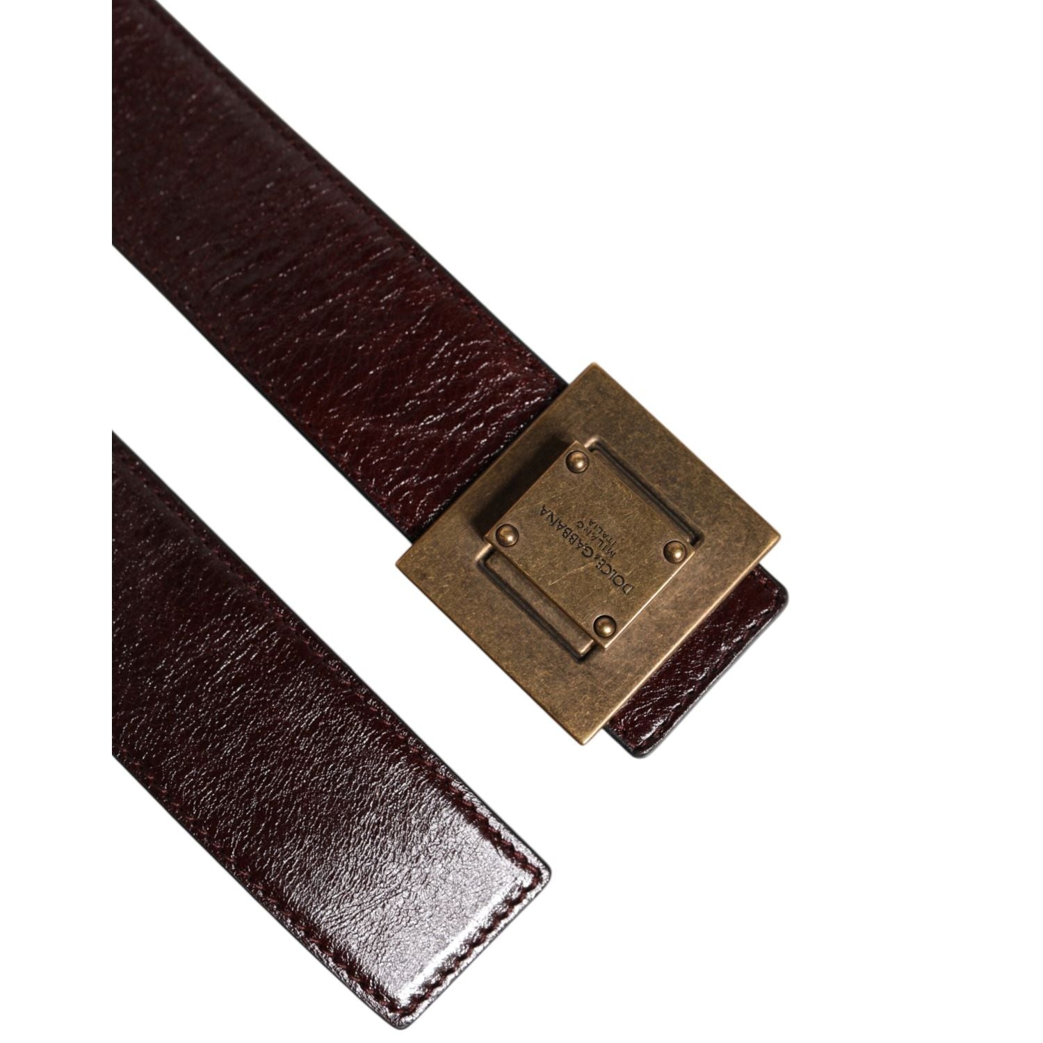 Dolce & Gabbana Brown Leather Gold Metal Buckle Classic Belt