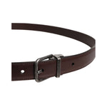 Dolce & Gabbana Brown Leather Silver Metal Buckle Belt BEL9283-110