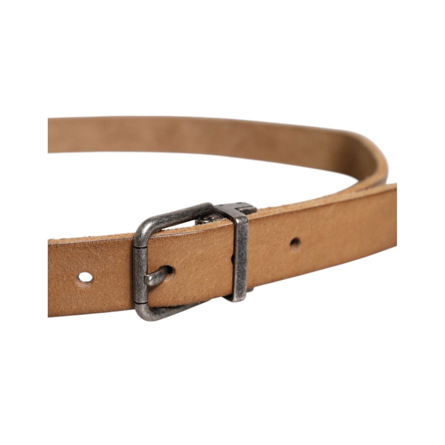 Dolce & Gabbana Brown Leather Silver Tone Metal Buckle Belt BEL9286-90