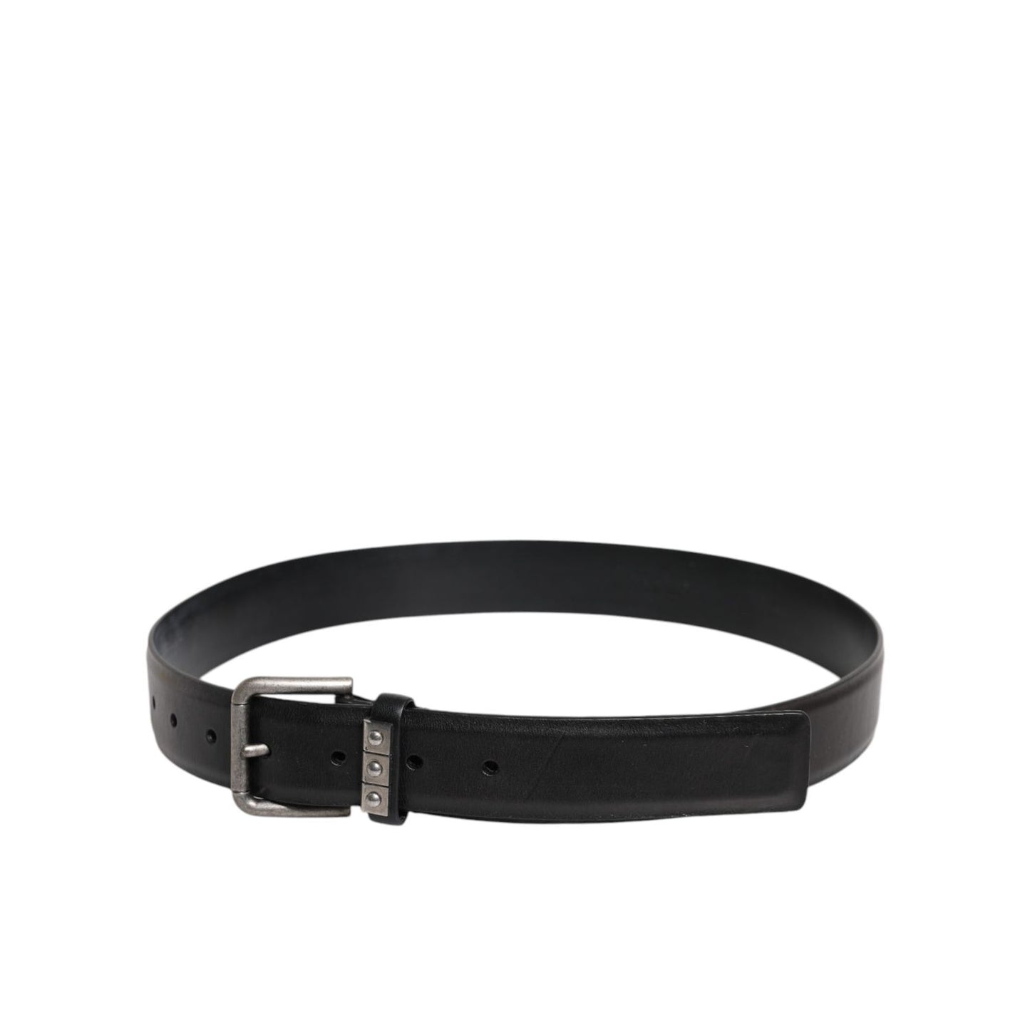 Dolce & Gabbana Black Leather Metal Buckle Classic Belt