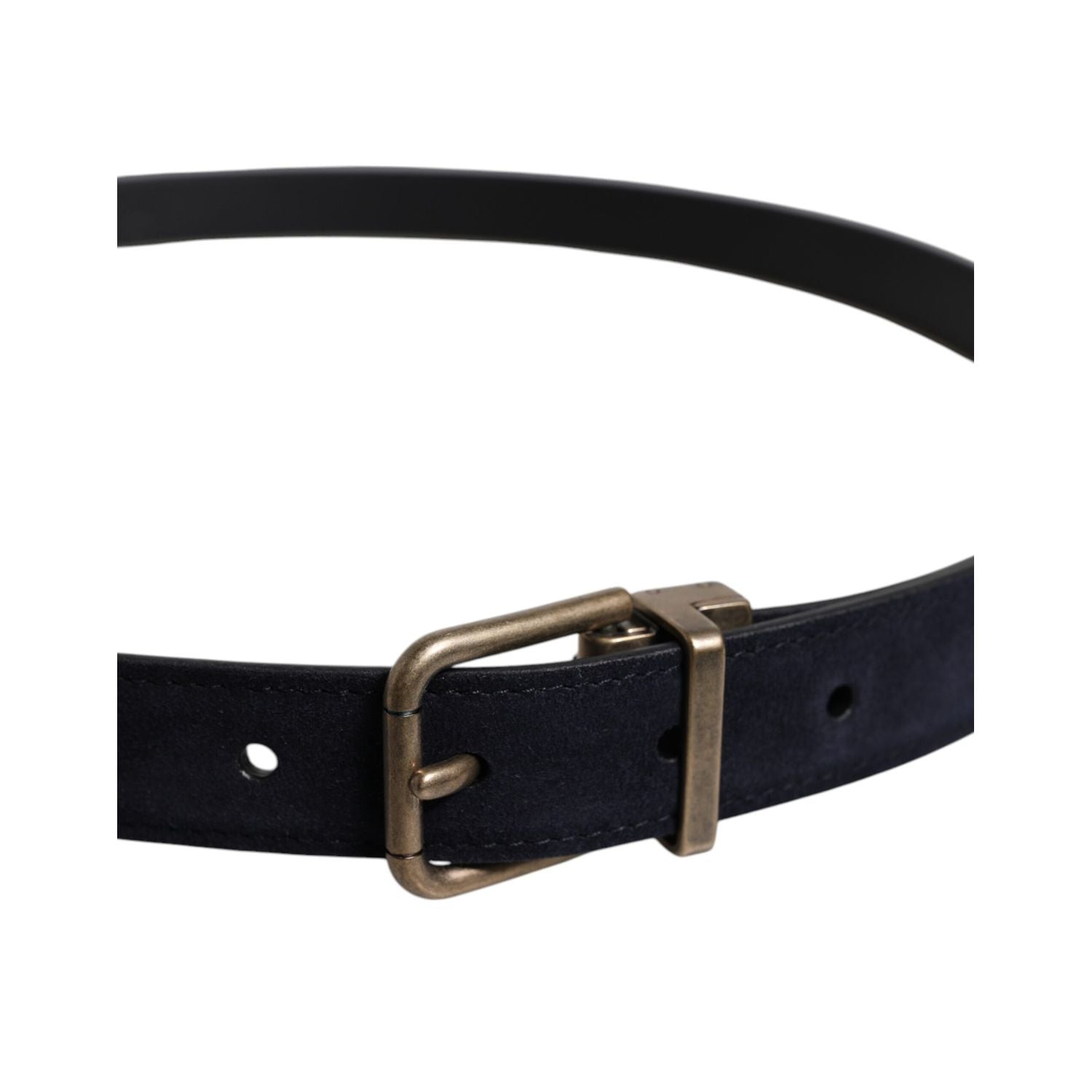 Dolce & Gabbana Black Goat Leather Metal Buckle Classic Belt