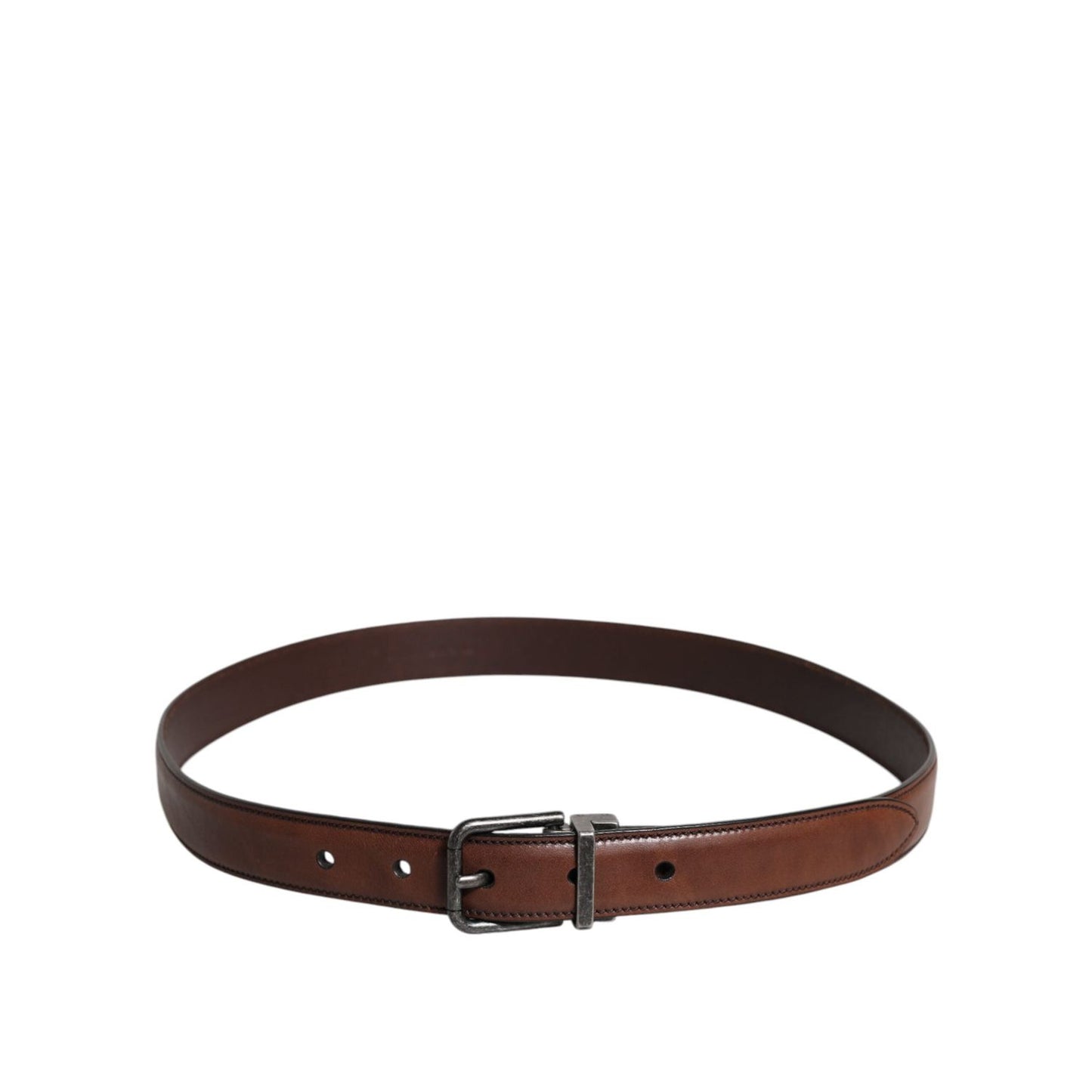 Dolce & Gabbana Brown Leather Metal Buckle Classic Belt BEL9306-85