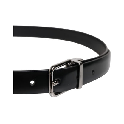 Dolce & Gabbana Black Solid Leather Classic Waist Buckle Belt