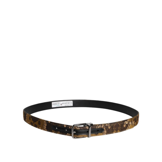Dolce & Gabbana Multicolor Jacquard Leather Logo Buckle Belt BEL9315-90