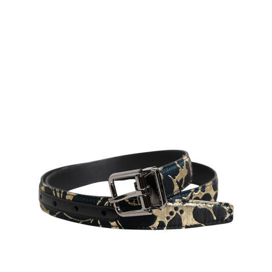 Dolce & Gabbana Multicolor Jacquard Leather Logo Buckle Belt BEL9316-90