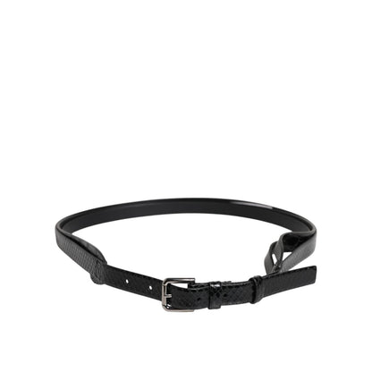 Dolce & Gabbana Black Leather Classic Metal Logo Buckle Belt