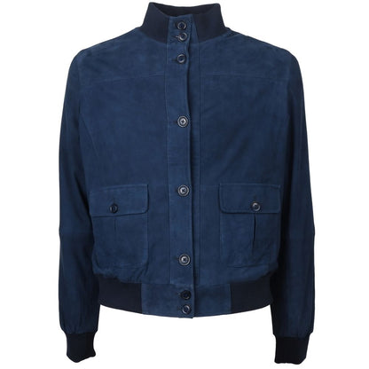 Emilio Romanelli Blue Calfskin Men Bomber Jacket