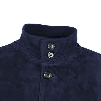 Emilio Romanelli Blue Calfskin Men Bomber Jacket