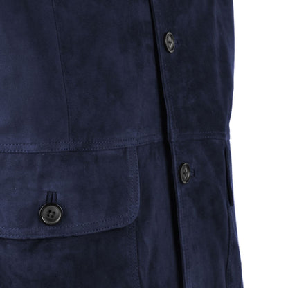 Emilio Romanelli Blue Calfskin Men Bomber Jacket