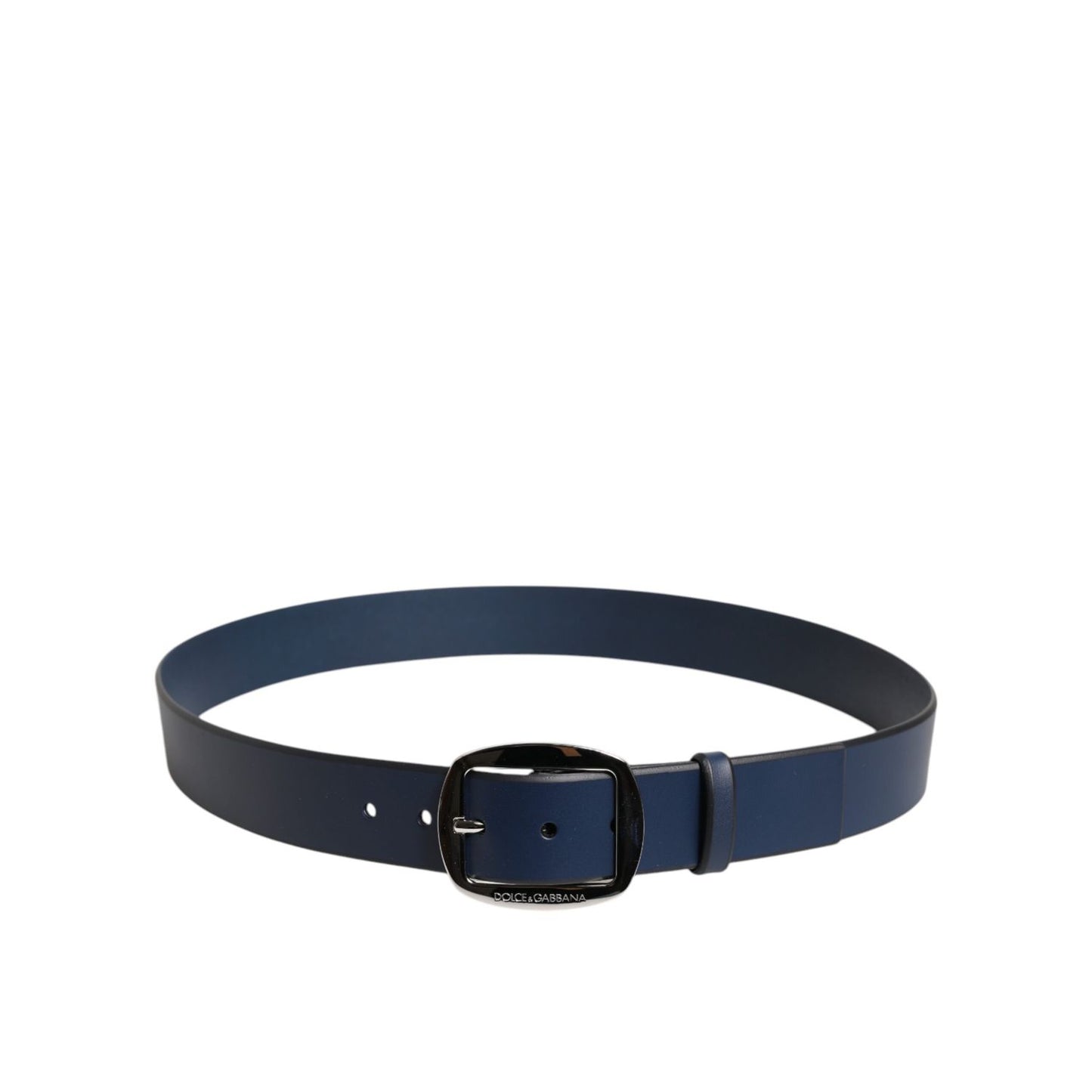 Dolce & Gabbana Blue Calf Leather Classic Metal Buckle Belt