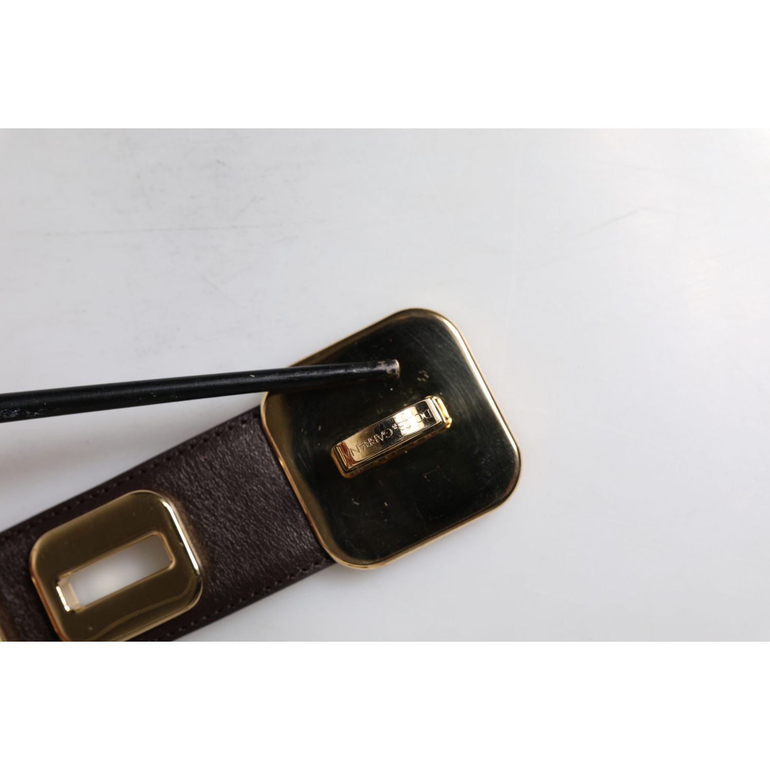 Dolce & Gabbana Dark Brown Leather Gold Rotating Buckle Belt