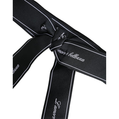 Dolce & Gabbana Black Waist Ribbon Wide Bow Logo Belt