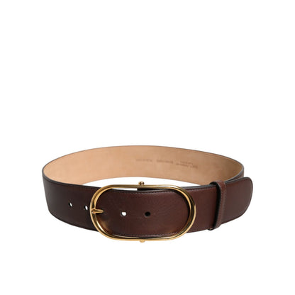 Dolce & Gabbana Brown Logo Engraved Metal Waist Buckle Belt