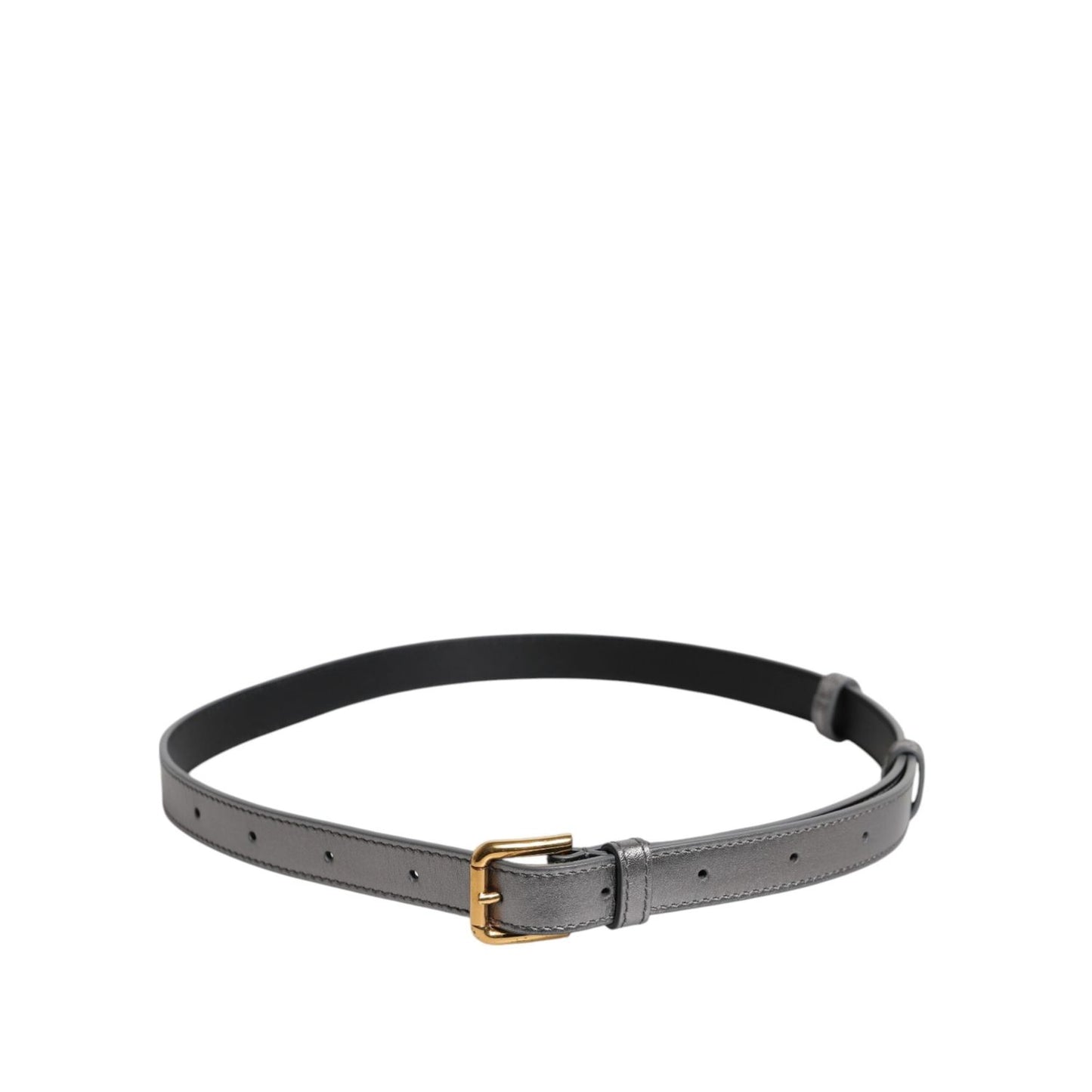 Dolce & Gabbana Silver Logo Engraved Metal Waist Buckle Belt